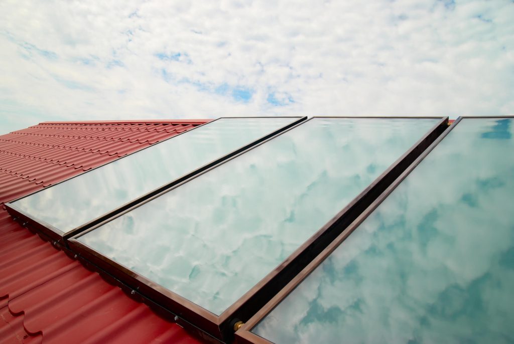 solar water heaters on roof